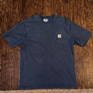 Carhartt Navy Short-Sleeve Pocket Tee with Logo Patch